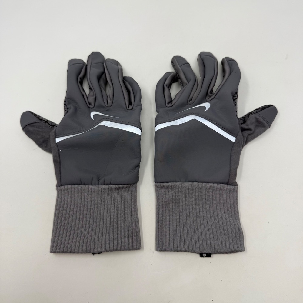 Nike Running Women Gray Reflective Touch Screen Grip Gloves NRGK3076MD Medium